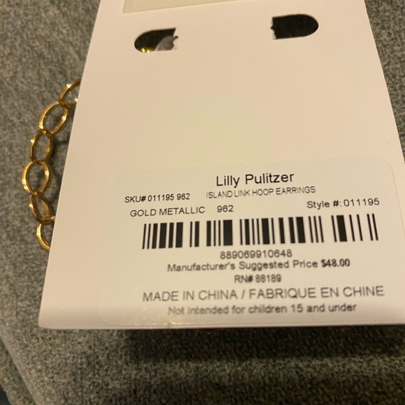 Lilly Pulitzer Gold Island Link Hoop Earrings - Picture 2 of 2